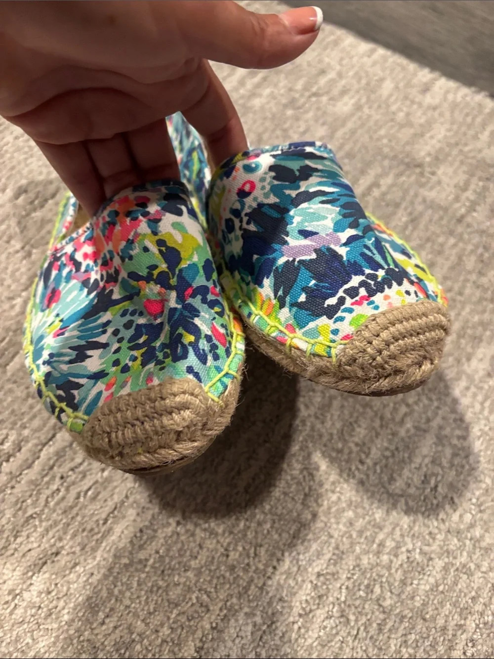 Lilly Pulitzer Floral Canvas Slip-On Espadrilles - Women's Blue Multi size 8